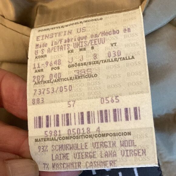 Hugo Boss for Saks Fifth Avenue Cashmere Blend Mens Light Brown Jacket. Size 38S - Picture 8 of 8